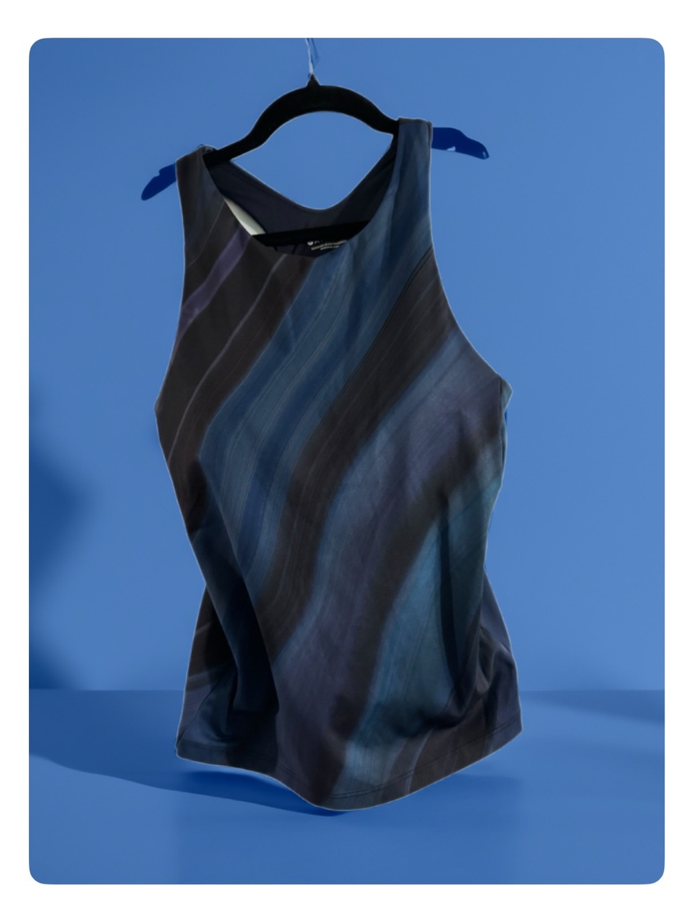 Athleta Blue & Black Wave-Stripe Tank